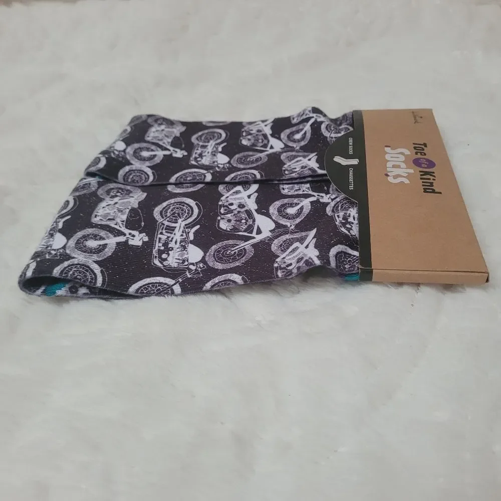 Hallmark Toe of a Kind Crew Socks  Motorcycle Biker Pattern OSFM New